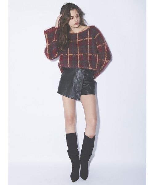 EGOIST（エゴイスト）の「シャギーチェックニットＴＯＰ（ニット/セーター・レディース・ブラック/ブラウン/ボルドー・FREE）」の12枚目の写真