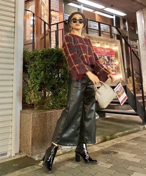 EGOIST（エゴイスト）の「シャギーチェックニットＴＯＰ（ニット/セーター・レディース・ブラック/ブラウン/ボルドー・FREE）」の10枚目の写真