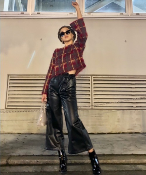 EGOIST（エゴイスト）の「シャギーチェックニットＴＯＰ（ニット/セーター・レディース・ブラック/ブラウン/ボルドー・FREE）」の19枚目の写真