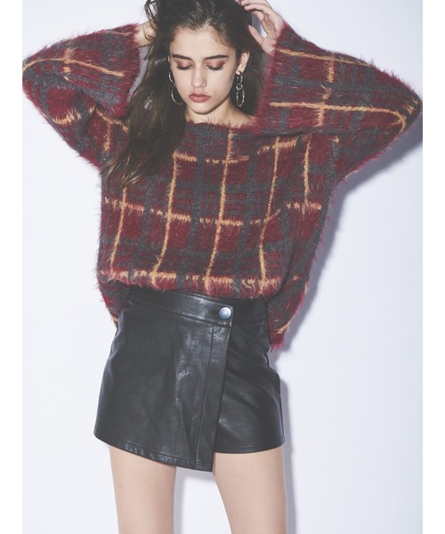 EGOIST（エゴイスト）の「シャギーチェックニットＴＯＰ（ニット/セーター・レディース・ブラック/ブラウン/ボルドー・FREE）」の21枚目の写真