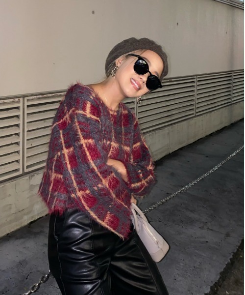 トップスシャギーチェックニットｔｏｐ ニット セーター Egoist エゴイスト のファッション