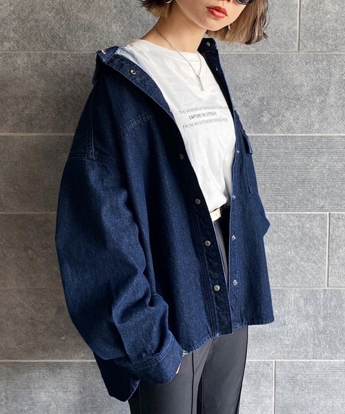 PAGEBOY（ページボーイ）の「シャツＧジャン（デニムジャケット・レディース・サックスブルー/インディゴブルー/オフホワイト・FREE）」の19枚目の写真