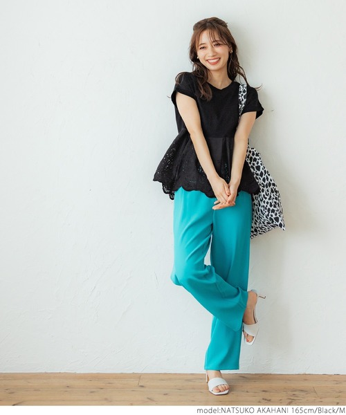 coca（coca）（コカ）の「カットワーク切り替えTシャツ（Tシャツ/カットソー・レディース・ホワイト/ブラック・M/L）」の9枚目の写真