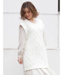 dazzlin | ケーブルバックデザインロングベスト(ベスト)