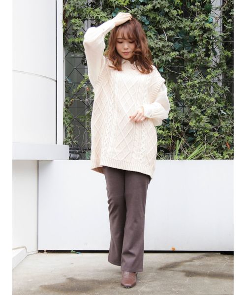 dazzlin(ダズリン)の「ケーブルバックデザインロングベスト(ベスト・レディース・ベージュ/ブラウン/カーキ/アイボリー・FREE)」の18枚目の写真