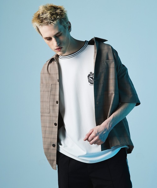 EMMA CLOTHES(エマクローズ)の「ポンチローマ オーバーサイズ 切り替え Footballロゴカットソー 1/2 sleeve (EMMA CLOTHES)(Tシャツ/カットソー・メンズ・ホワイト/ブラック/パープル/グリーン/グレー系その他2・M/L)」の12枚目の写真