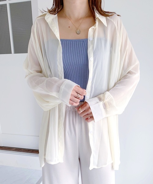 CLEA（クレア）の「ドルマンスリーブシアーシャツ（シャツ/ブラウス・レディース・アイボリー/ブラウン/ホワイト/ベージュ・FREE）」の3枚目の写真