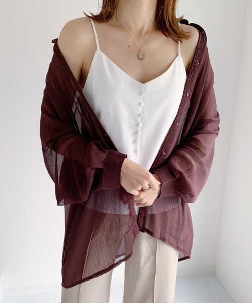 CLEA（クレア）の「ドルマンスリーブシアーシャツ（シャツ/ブラウス・レディース・アイボリー/ブラウン/ホワイト/ベージュ・FREE）」の15枚目の写真