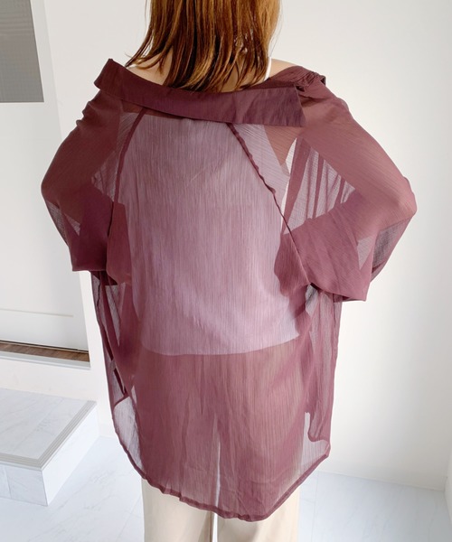 CLEA（クレア）の「ドルマンスリーブシアーシャツ（シャツ/ブラウス・レディース・アイボリー/ブラウン/ホワイト/ベージュ・FREE）」の19枚目の写真