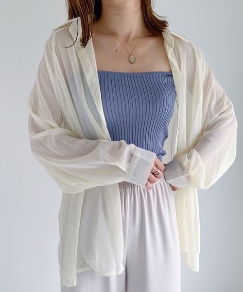 CLEA（クレア）の「ドルマンスリーブシアーシャツ（シャツ/ブラウス・レディース・アイボリー/ブラウン/ホワイト/ベージュ・FREE）」の10枚目の写真