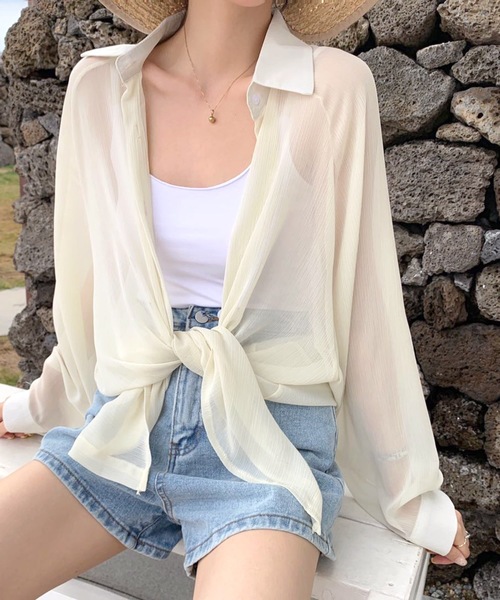 L'Appartement ドルマンスリーブ シアーブラウス アパルトモン Dolmansleeve Sheer Blouse ベージュ L
