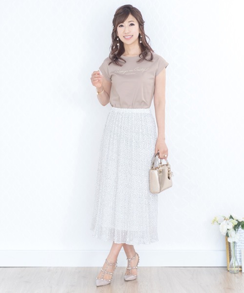 Prima Scherrer(プリマシェレル)の「カットソー メッセージ フレンチスリーブ Prima Scherrer(Tシャツ/カットソー・レディース・ホワイト/グレイッシュベージュ/ブラック・S/M)」の4枚目の写真
