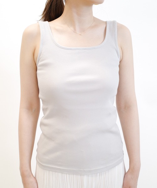 DouDou（ドゥドゥ）の「スクエアタンク（タンクトップ・レディース・オフホワイト/ブラック/ブラウン/グレー・FREE）」の15枚目の写真