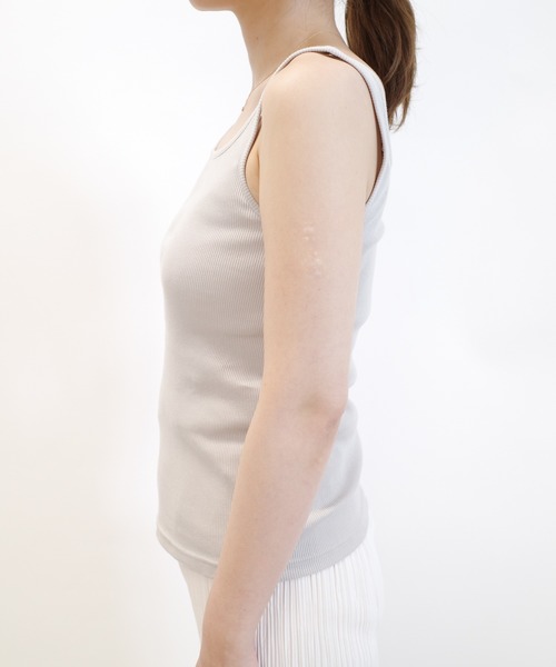 DouDou（ドゥドゥ）の「スクエアタンク（タンクトップ・レディース・オフホワイト/ブラック/ブラウン/グレー・FREE）」の16枚目の写真