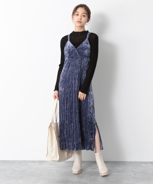 Heather（ヘザー）の「クラッシュベロアキャミワンピース 898015（ワンピース・レディース・ベージュ系その他/グレー系その他/ブルー・FREE）」の7枚目の写真
