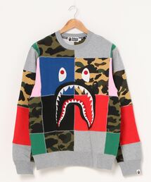 A BATHING APE | PATCHWORK SHARK WIDE CREWNECK M(スウェット)