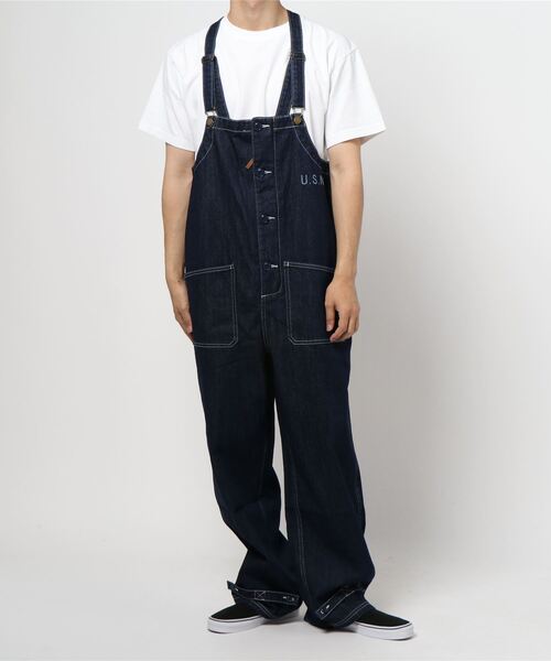 ☆美品☆ Houston ヒューストン デニム オーバーオール W36 L34 HOUSTON(ヒューストン)の「【HOUSTON】DENIM DECK PANTS