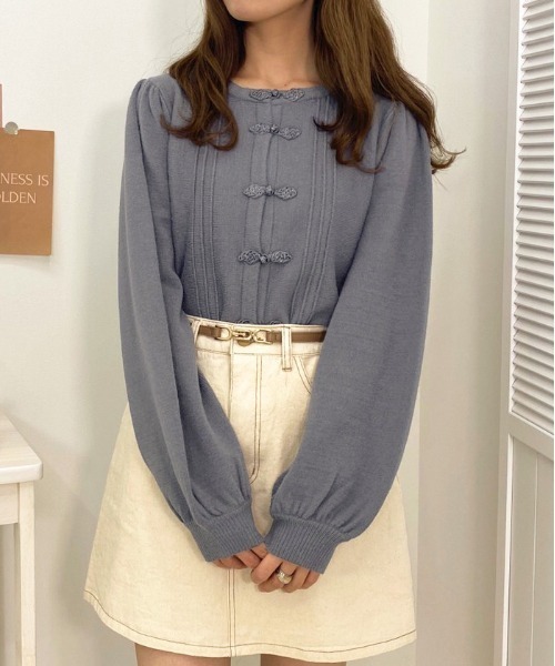 apres jour（アプレジュール）の「チャイナニット【ZOZOTOWN限定アイテム】（ニット/セーター・レディース・ブルー/ブラック/ライトベージュ/アイボリー・フリー/X-LARGE）」の4枚目の写真