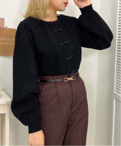 apres jour（アプレジュール）の「チャイナニット【ZOZOTOWN限定アイテム】（ニット/セーター・レディース・ブルー/ブラック/ライトベージュ/アイボリー・フリー/X-LARGE）」の2枚目の写真