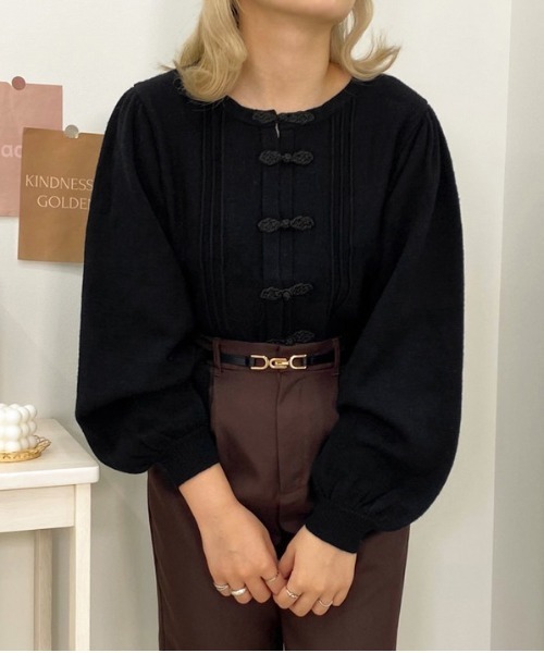 apres jour（アプレジュール）の「チャイナニット【ZOZOTOWN限定アイテム】（ニット/セーター・レディース・ブルー/ブラック/ライトベージュ/アイボリー・フリー/X-LARGE）」の16枚目の写真