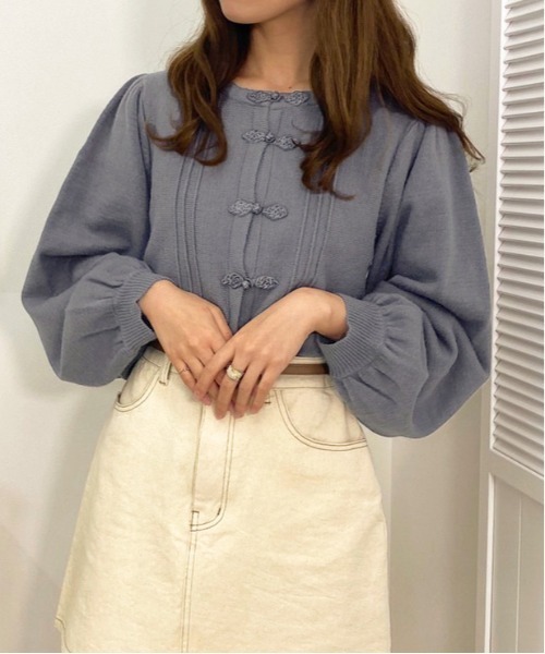 apres jour（アプレジュール）の「チャイナニット【ZOZOTOWN限定アイテム】（ニット/セーター・レディース・ブルー/ブラック/ライトベージュ/アイボリー・フリー/X-LARGE）」の7枚目の写真