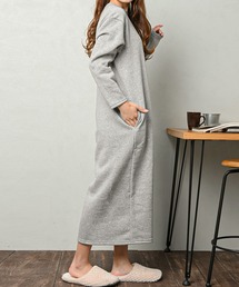 Fashion Letter | ルームウェア 裏起毛 ロング スウェット ワンピース / ワンマイルウェア(ルームワンピース)
