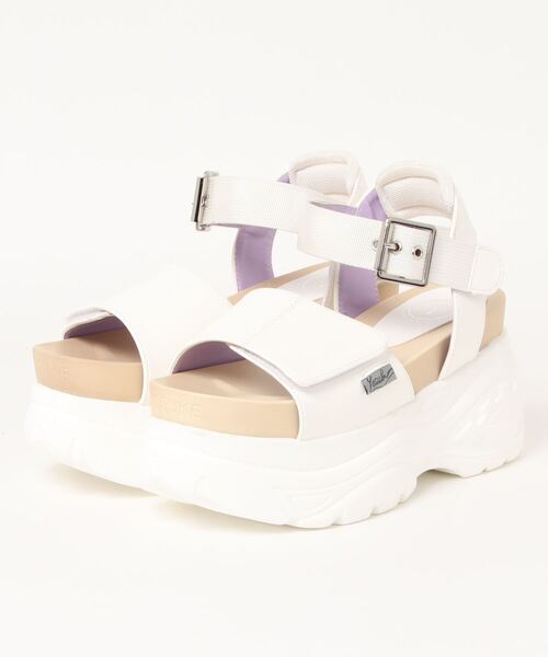 YOSUKE（ヨースケ）の「「YOSUKE/ヨースケ」厚底ベルティッドスポーティサンダル（サンダル・レディース・ホワイト/ブラック×パープル/シルバー系その他/ブラック・23/24/22.5/24.5/23.5）」の2枚目の写真