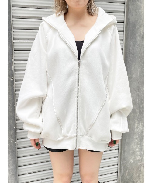 ENVYM（アンビー）の「ラインルーズＰＫ（パーカー・レディース・グレー/ホワイト/ブラック・FREE）」の15枚目の写真