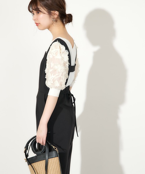 natural couture(ナチュラルクチュール)の「3Dレース袖華やか2WAYトップス(ニット/セーター・レディース・ピンクベージュ/ブラック/ベージュ/オフホワイト・FREE)」の21枚目の写真