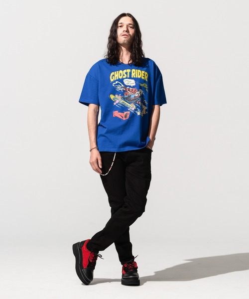 glamb(グラム)の「Ghost rider CS / ゴーストライダーカットソー(Tシャツ/カットソー・メンズ・ホワイト/ブラック/ブルー・S/M/L)」の13枚目の写真