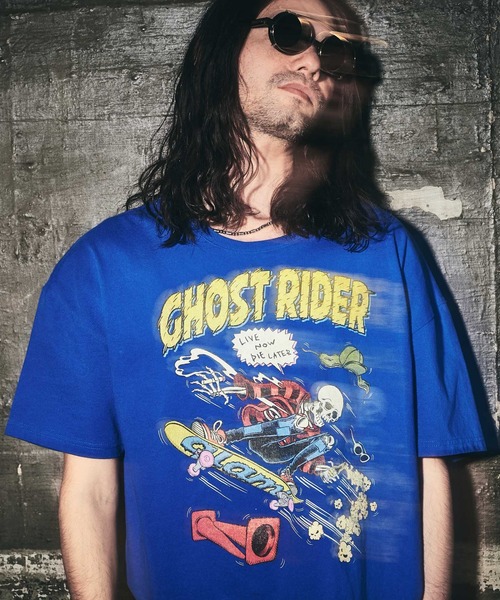 glamb(グラム)の「Ghost rider CS / ゴーストライダーカットソー(Tシャツ/カットソー・メンズ・ホワイト/ブラック/ブルー・S/M/L)」の7枚目の写真