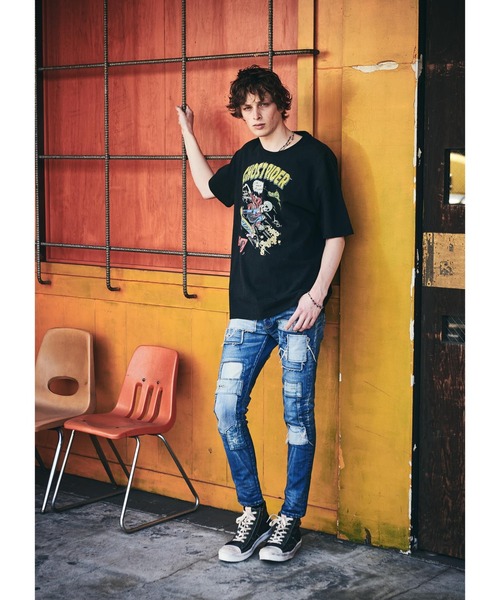 glamb(グラム)の「Ghost rider CS / ゴーストライダーカットソー(Tシャツ/カットソー・メンズ・ホワイト/ブラック/ブルー・S/M/L)」の14枚目の写真