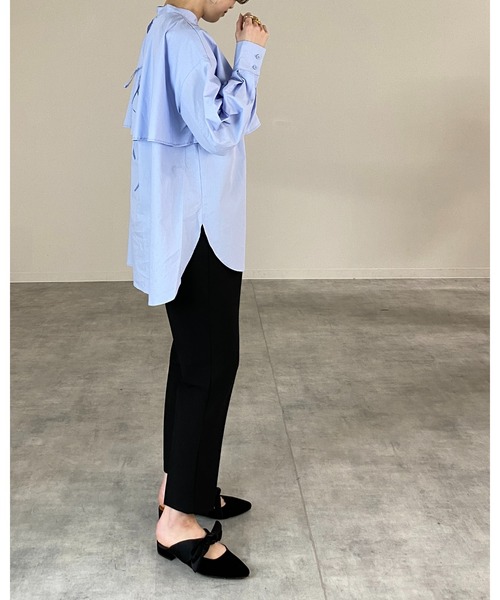 She's Closet（シーズクローゼット）の「バンドカラーボリュームスリーブバックリボン長袖ブロードケープシャツ（シャツ/ブラウス・レディース・ホワイト/ブラック/ベージュ/ブルー/ナチュラル/グリーン/ピンク/ネイビー/ベージュ系その他/ピンク系その他・FREE）」の13枚目の写真