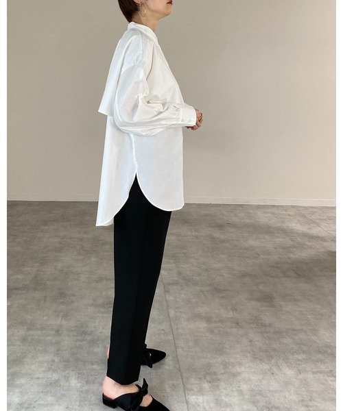 She's Closet（シーズクローゼット）の「バンドカラーボリュームスリーブバックリボン長袖ブロードケープシャツ（シャツ/ブラウス・レディース・ホワイト/ブラック/ベージュ/ブルー/ナチュラル/グリーン/ピンク/ネイビー/ベージュ系その他/ピンク系その他・FREE）」の16枚目の写真