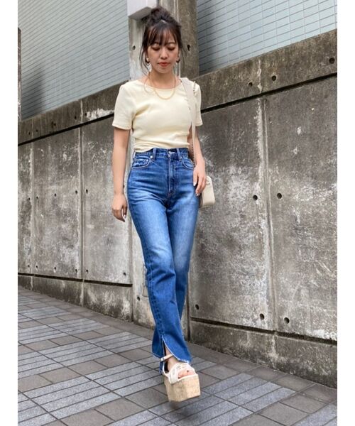 EVRIS（エヴリス）の「レーストリミングリブTOPS（Tシャツ/カットソー・レディース・ブラック/ホワイト/ピンク/ミント・FREE）」の7枚目の写真