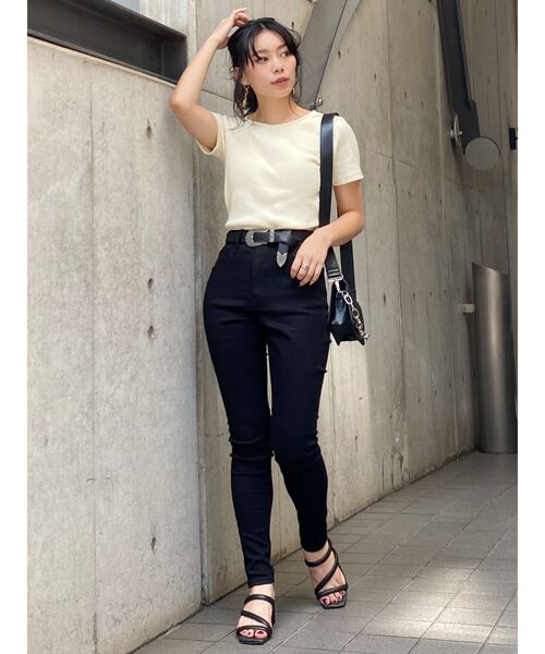 EVRIS（エヴリス）の「レーストリミングリブTOPS（Tシャツ/カットソー・レディース・ブラック/ホワイト/ピンク/ミント・FREE）」の16枚目の写真