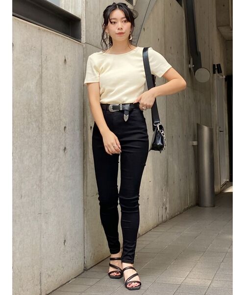 EVRIS（エヴリス）の「レーストリミングリブTOPS（Tシャツ/カットソー・レディース・ブラック/ホワイト/ピンク/ミント・FREE）」の15枚目の写真