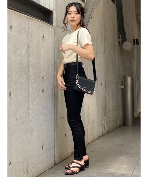 EVRIS（エヴリス）の「レーストリミングリブTOPS（Tシャツ/カットソー・レディース・ブラック/ホワイト/ピンク/ミント・FREE）」の9枚目の写真