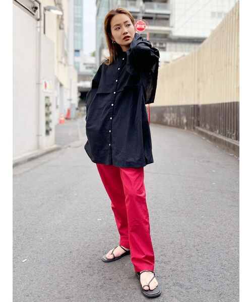 Ungrid（アングリッド）の「【WEB限定】ヨークデザインノーカラーシャツ（シャツ/ブラウス・レディース・オフホワイト/ブラック/サーモンピンク/ライトグリーン・FREE）」の8枚目の写真