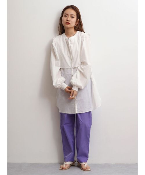 Ungrid（アングリッド）の「【WEB限定】ヨークデザインノーカラーシャツ（シャツ/ブラウス・レディース・オフホワイト/ブラック/サーモンピンク/ライトグリーン・FREE）」の11枚目の写真