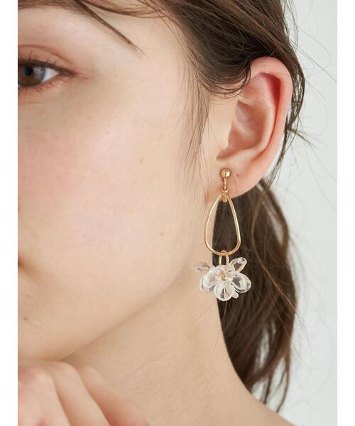 earth music&ecology（アースミュージックアンドエコロジー）の「クリアフラワーイヤリング ＊（イヤリング・レディース・ブラウン/クリア・FREE）」の8枚目の写真