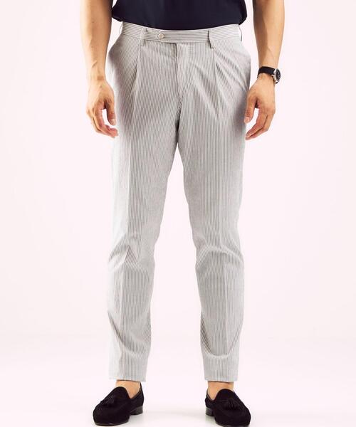 green label relaxing（グリーンレーベルリラクシング）の「SONDRIO シアサッカー スリム 1プリーツ セットアップ パンツ スラックス（スラックス・メンズ・ブラウン/コバルトブルー・76ｃｍ/80ｃｍ/84ｃｍ/88ｃｍ/72cm）」の3枚目の写真