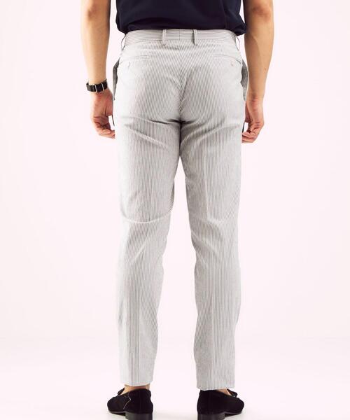 green label relaxing（グリーンレーベルリラクシング）の「SONDRIO シアサッカー スリム 1プリーツ セットアップ パンツ スラックス（スラックス・メンズ・ブラウン/コバルトブルー・76ｃｍ/80ｃｍ/84ｃｍ/88ｃｍ/72cm）」の9枚目の写真