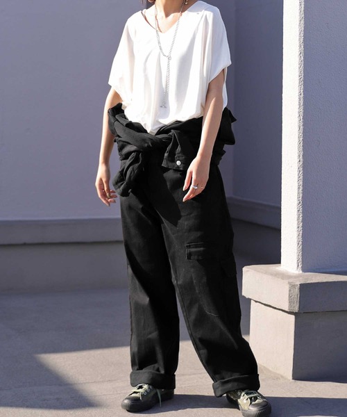 antiqua（アンティカ）の「綿混素材オールインワン（つなぎ/オールインワン・レディース・カーキ/ブラウン/ブラック・LXL/ML）」の11枚目の写真