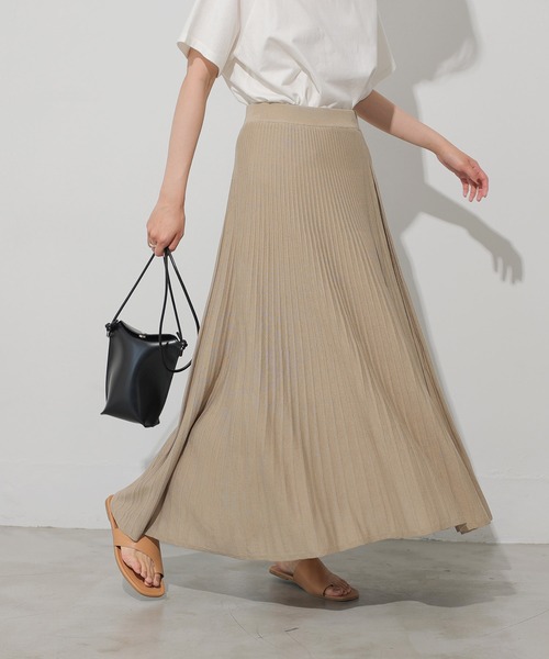 AMERICAN HOLIC(アメリカンホリック)の「ニットプリーツスカート(スカート・レディース・アイボリー/チャコールグレー/グレイッシュベージュ/ミント・M/L)」の3枚目の写真