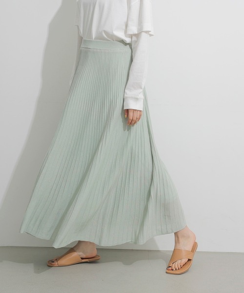 AMERICAN HOLIC(アメリカンホリック)の「ニットプリーツスカート(スカート・レディース・アイボリー/チャコールグレー/グレイッシュベージュ/ミント・M/L)」の4枚目の写真