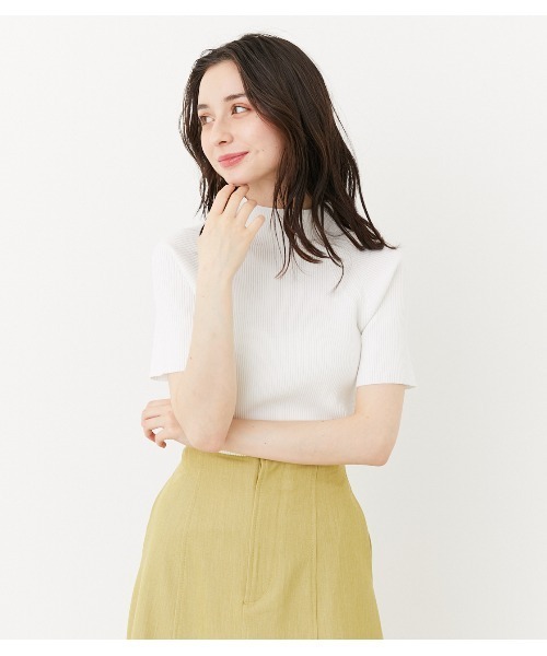 rienda（リエンダ）の「ウォッシャブルハイネックハーフスリーブ