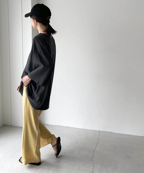 CANAL JEAN(キャナルジーン)の「via j(ヴィアジェイ) "NEW YORK"ピグメント半袖Tシャツ(Tシャツ/カットソー・レディース・チャコールグレー/グリーン・ONE SIZE)」の4枚目の写真