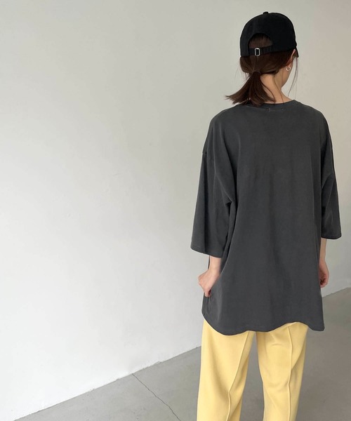 CANAL JEAN(キャナルジーン)の「via j(ヴィアジェイ) "NEW YORK"ピグメント半袖Tシャツ(Tシャツ/カットソー・レディース・チャコールグレー/グリーン・ONE SIZE)」の5枚目の写真