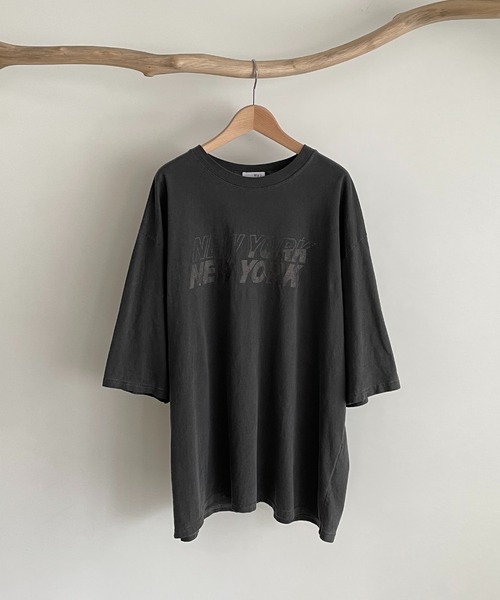 CANAL JEAN(キャナルジーン)の「via j(ヴィアジェイ) "NEW YORK"ピグメント半袖Tシャツ(Tシャツ/カットソー・レディース・チャコールグレー/グリーン・ONE SIZE)」の11枚目の写真